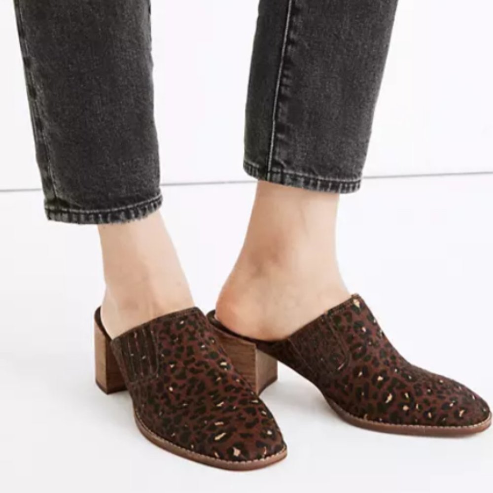 Madewell NWT Carey Mule, Painted Leopard Calf Hair